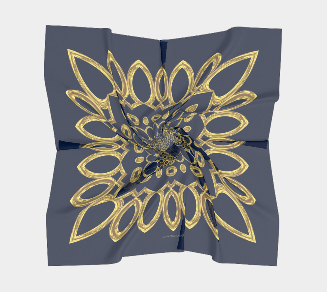 Abstract yellow pattern. Deep blue Scarf