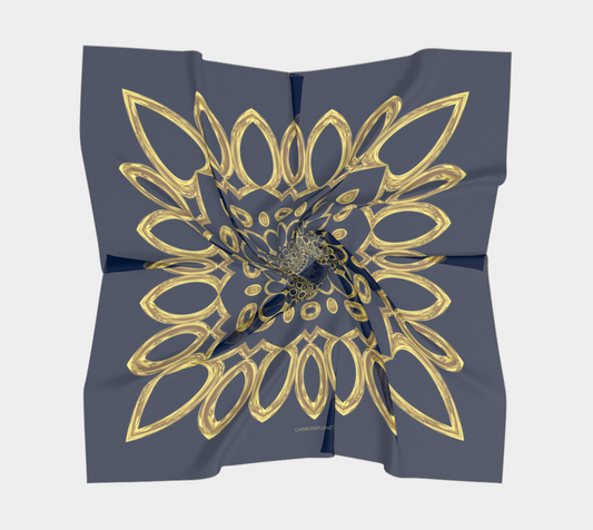 Abstract yellow pattern. Deep blue Scarf