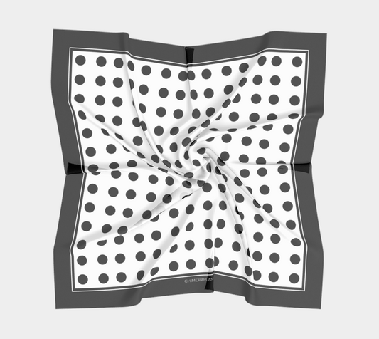 White with black dots. Scarf