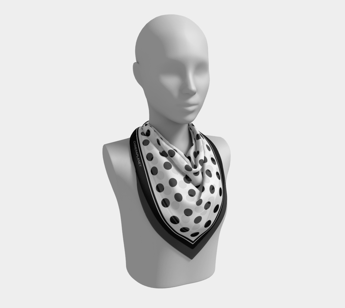 White with black dots. Scarf