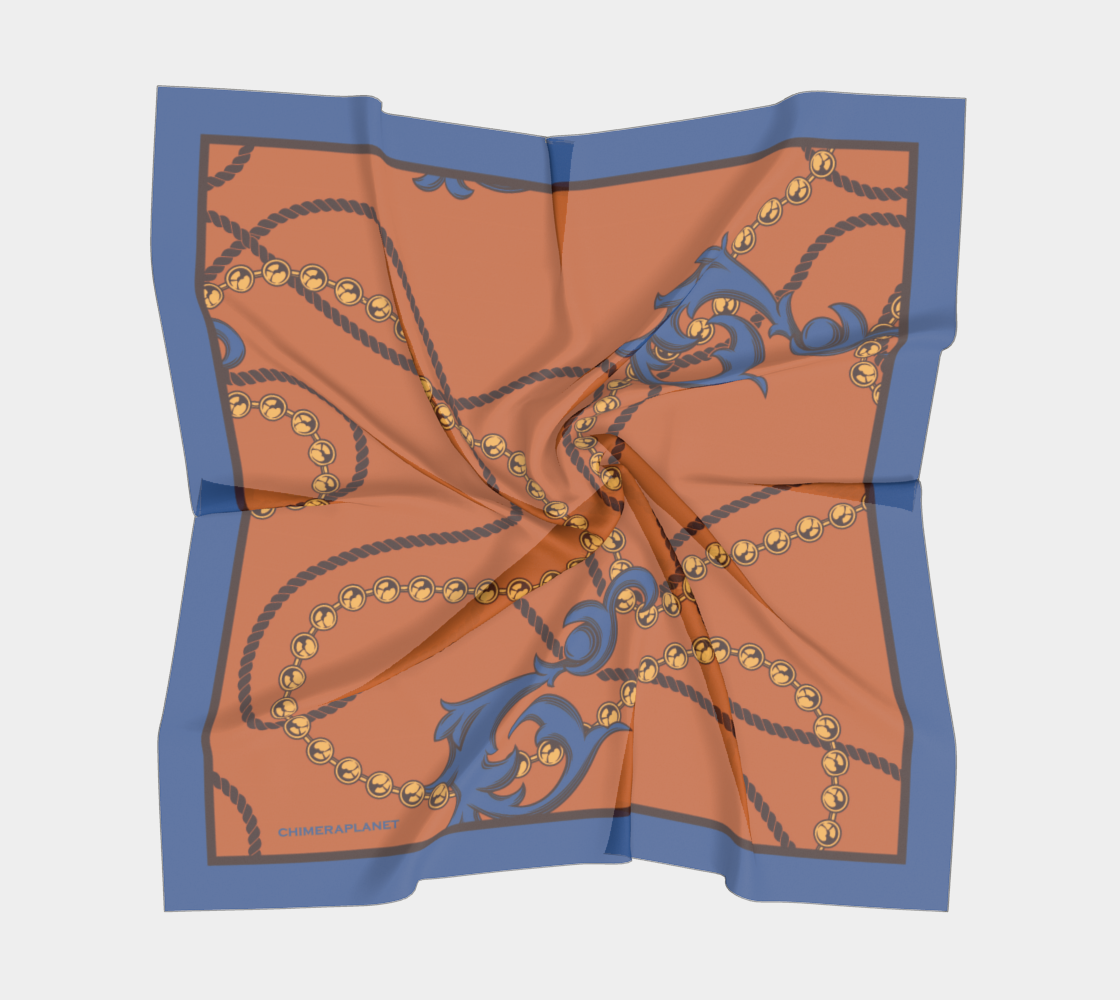 Orange with blue. Square Scarf