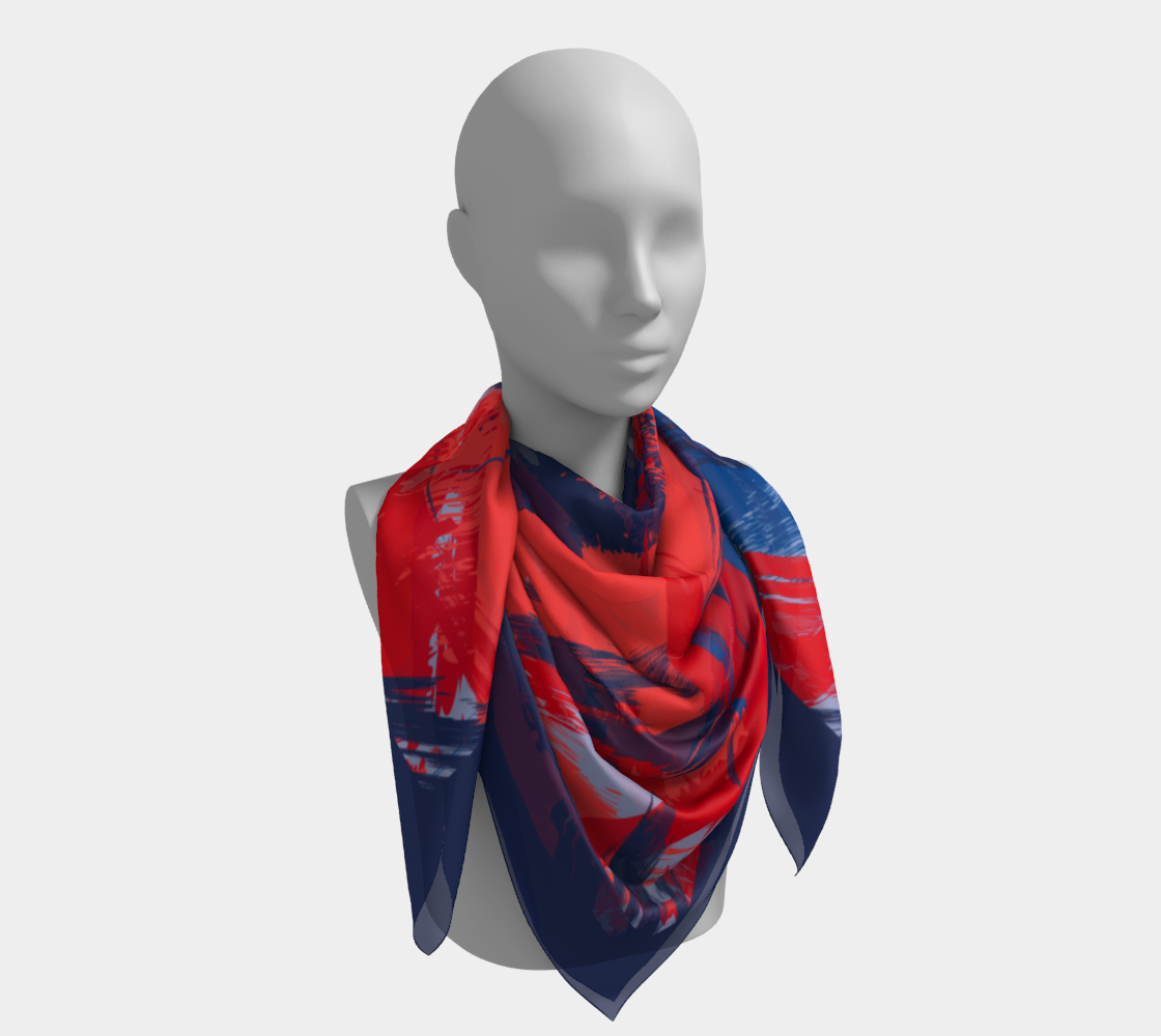 Red with blue abstraction. Square Scarf