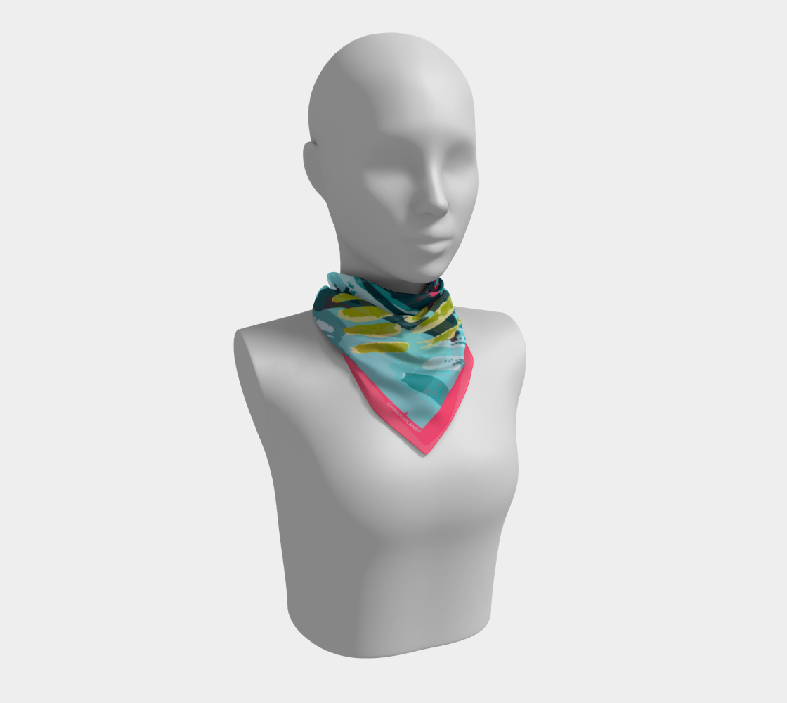 Blue with pink abstraction. Square Scarf