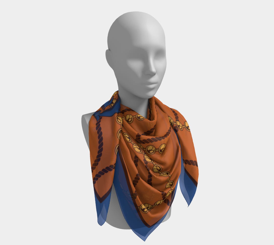 Orange with blue. Square Scarf