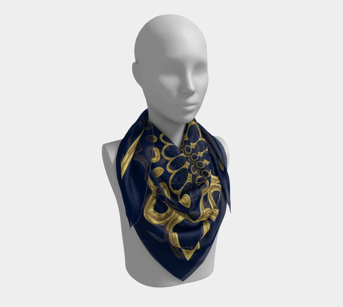 Abstract yellow pattern. Deep blue Scarf