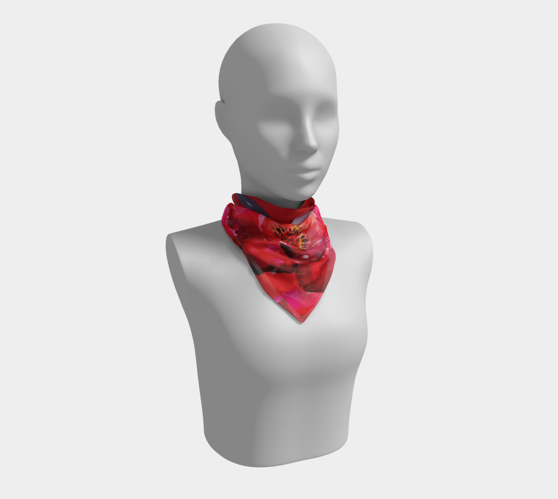 Watercolor flowers. Red Scarf