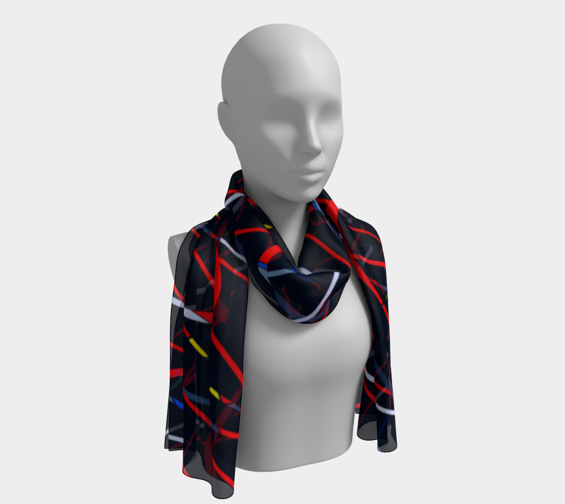 Colorful lines. Red Long Scarf - Exclusive design by Art Mania!