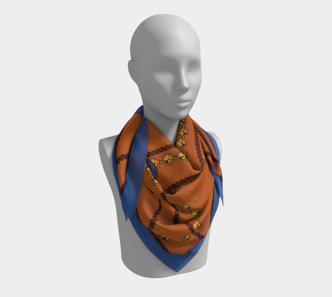 Orange with blue. Square Scarf