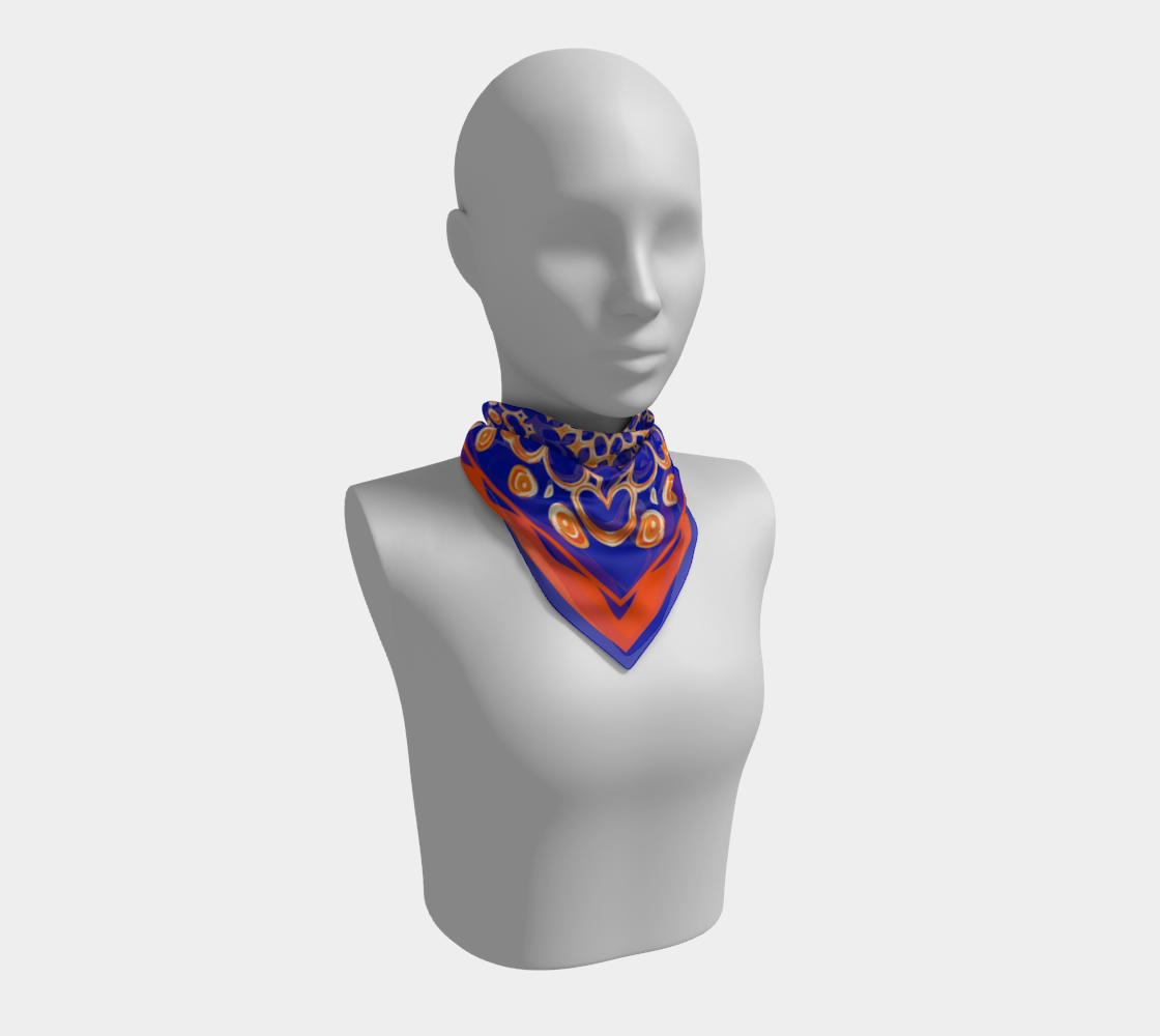 Orange pattern. Blue Scarf