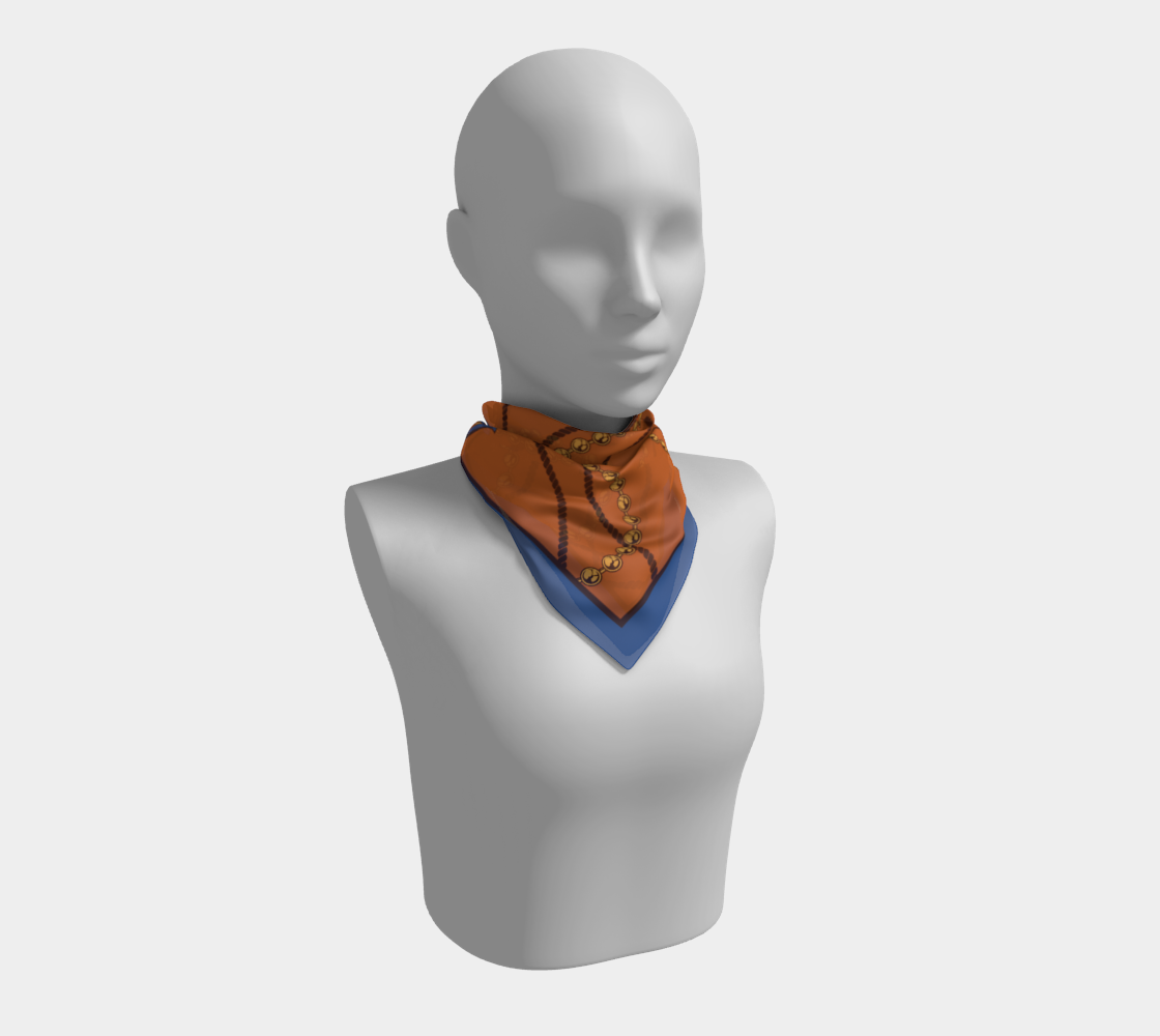 Orange with blue. Square Scarf