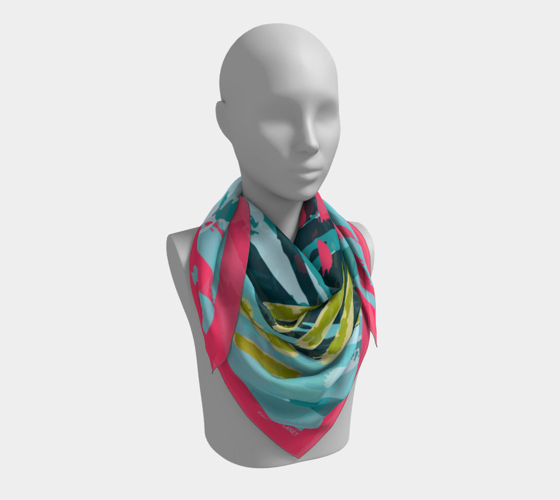 Blue with pink abstraction. Square Scarf