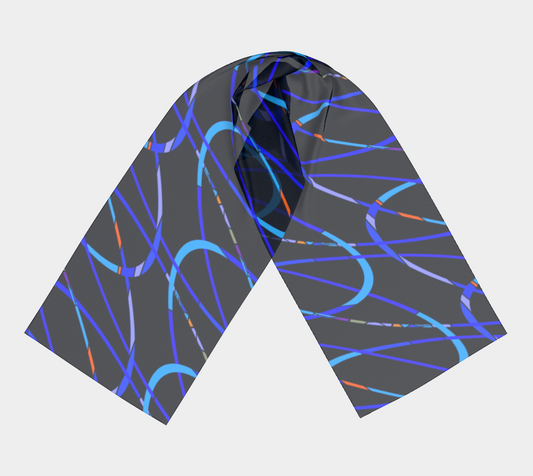 Colorful lines. Blue Long Scarf - Exclusive design by Art Mania!
