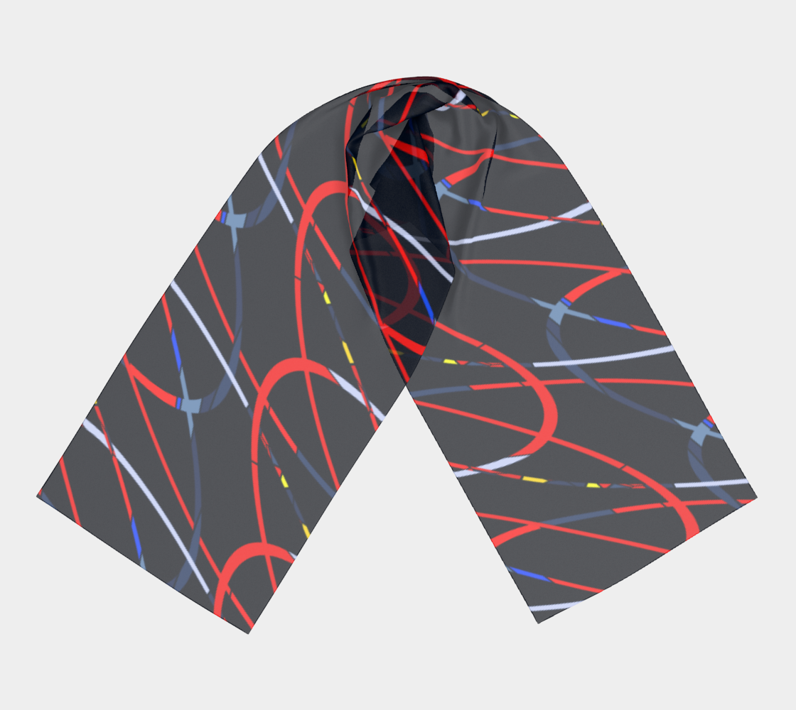 Colorful lines. Red Long Scarf - Exclusive design by Art Mania!