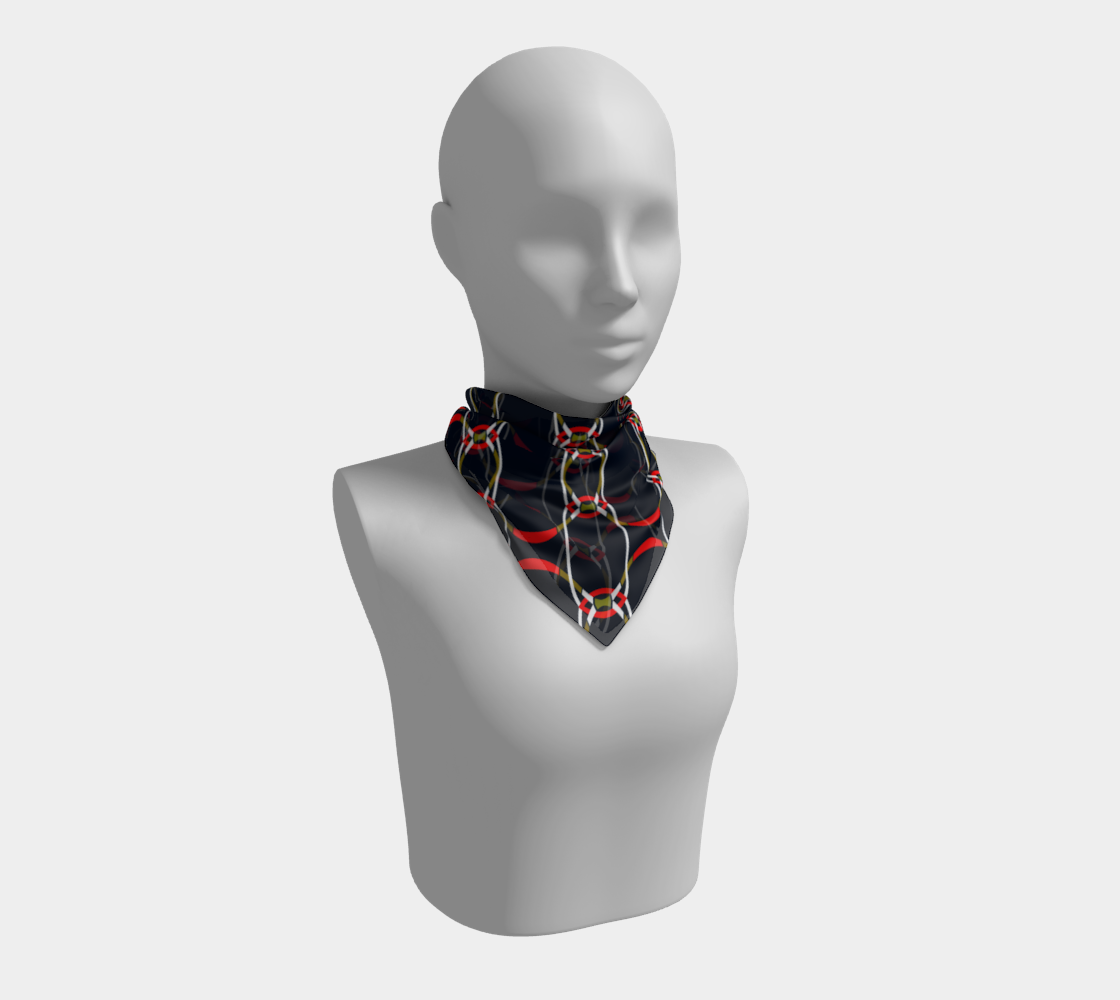 Colorful mosaic. Red chains. Scarf