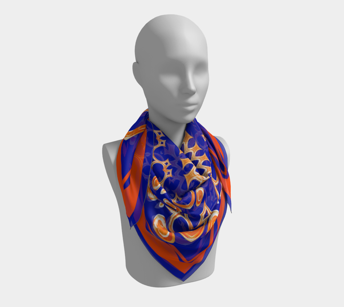 Orange pattern. Blue Scarf