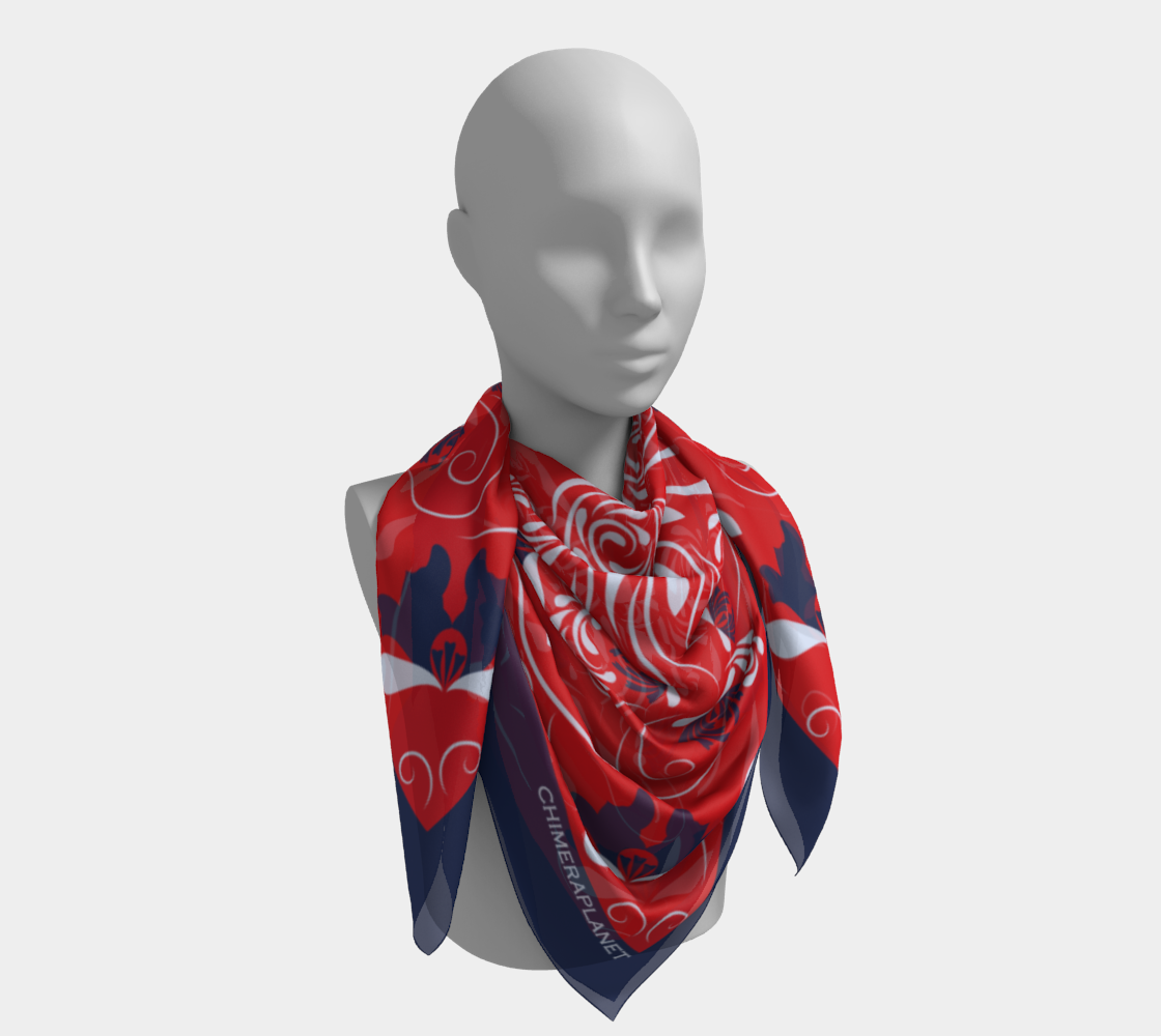 Floral pattern. Red Square Scarf