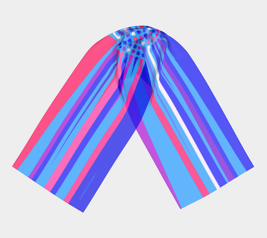 Blue with pink colors. Long Scarf - Exclusive design by Art Mania!