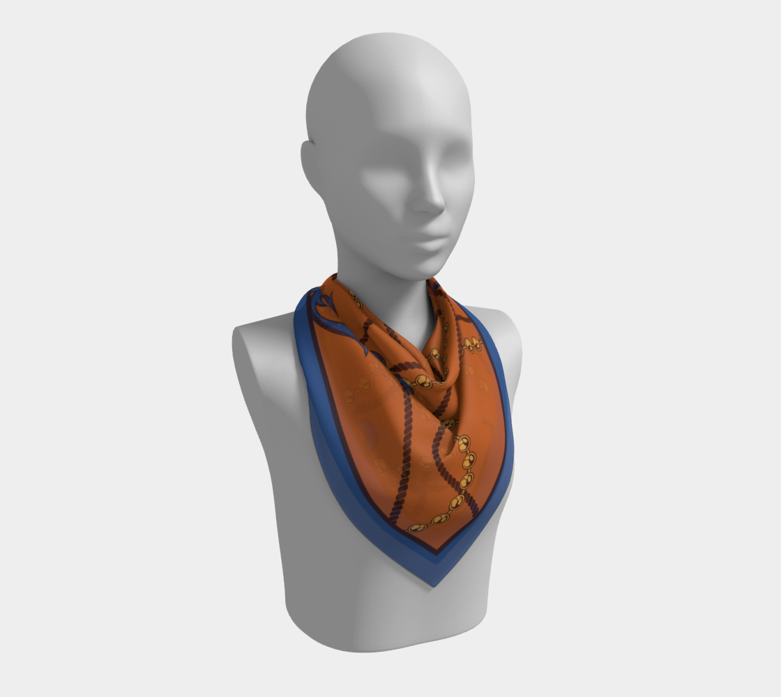 Orange with blue. Square Scarf