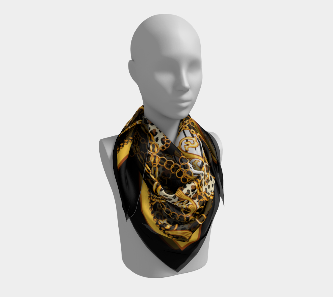 Black with yellow animal pattern. Scarf