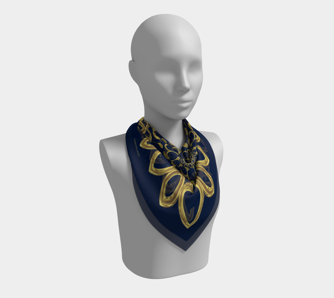 Abstract yellow pattern. Deep blue Scarf