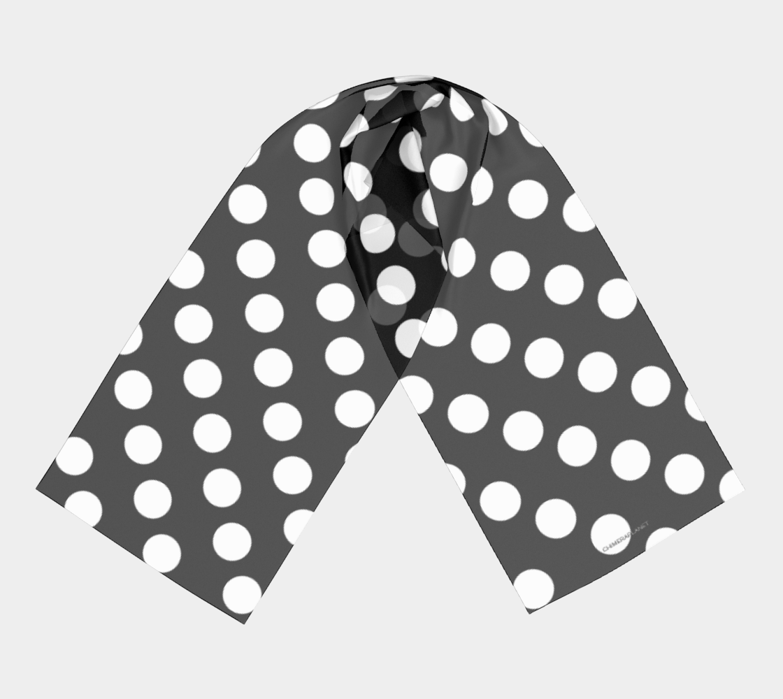 Black with white dots. Long scarf - Exclusive design by Art Mania!