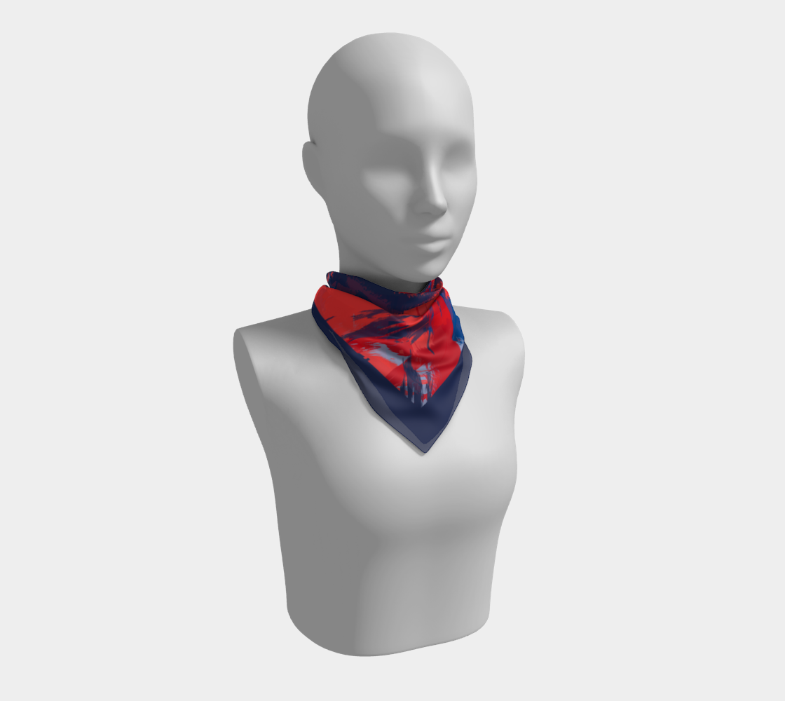 Red with blue abstraction. Square Scarf