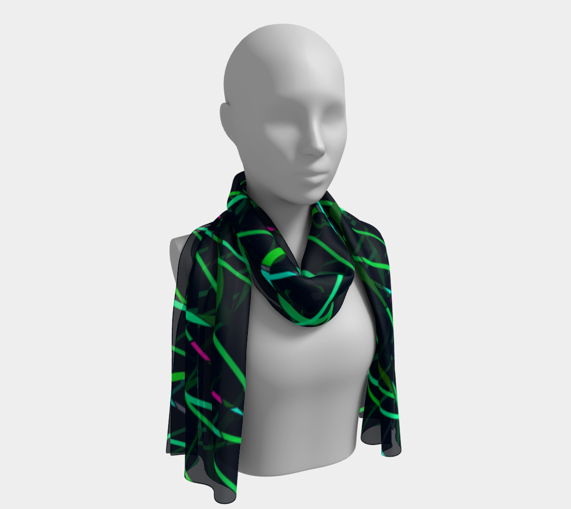 Colorful lines. Green Long Scarf - Exclusive design by Art Mania!