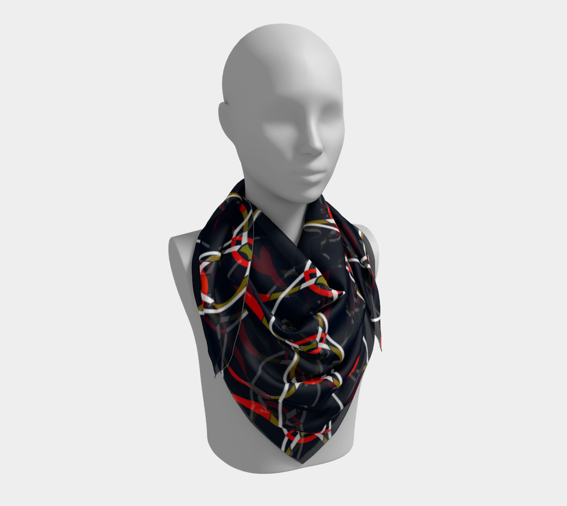 Colorful mosaic. Red chains. Scarf