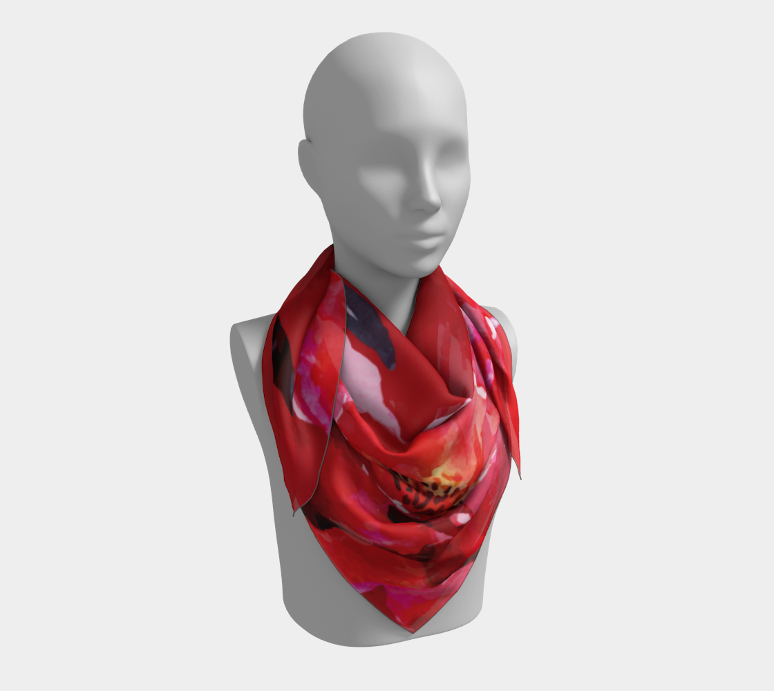 Watercolor flowers. Red Scarf