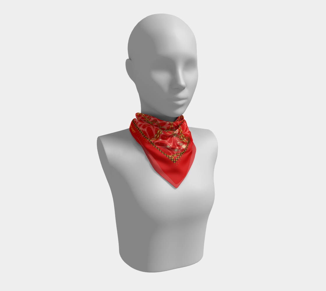 Golden chain with red flowers. Scarf