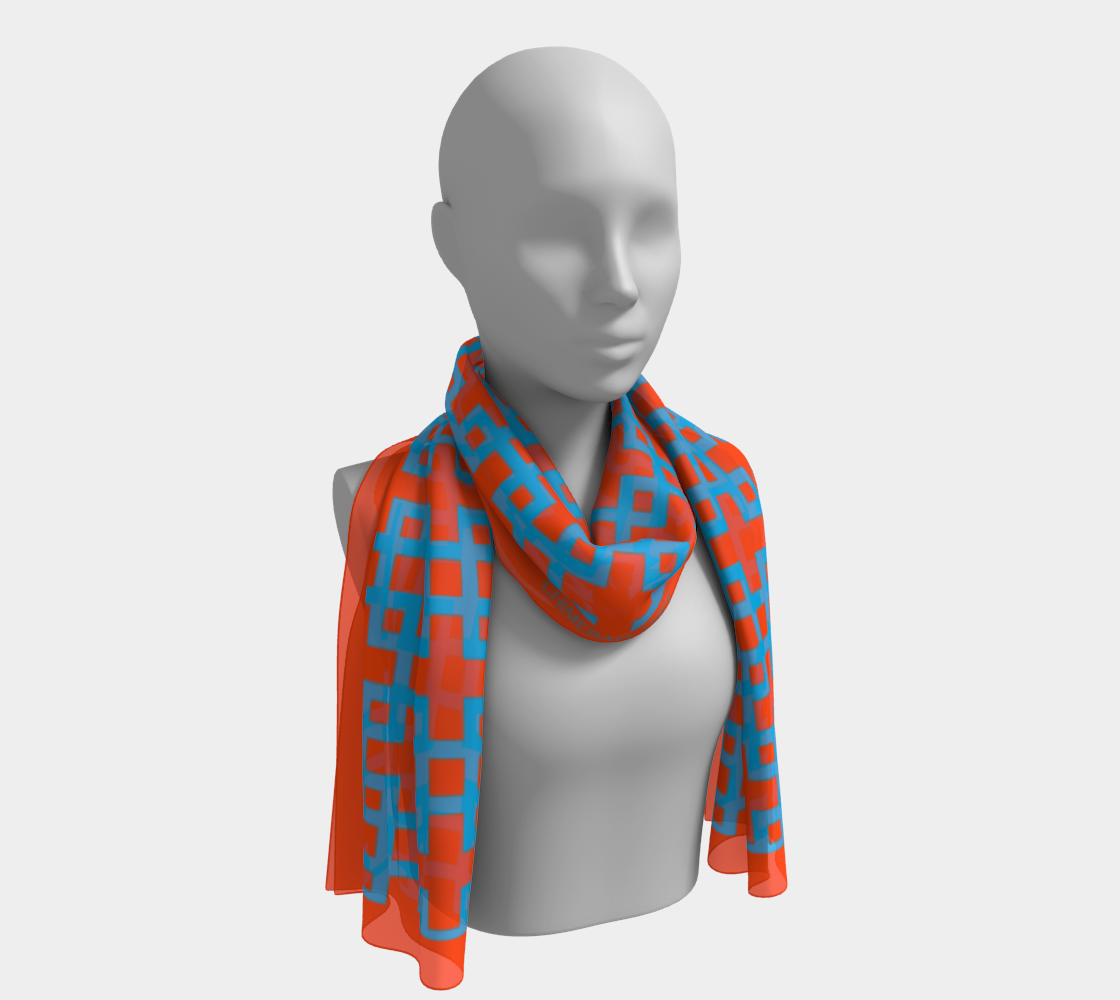 Square pattern. Orange Long Scarf - Exclusive design by Art Mania!