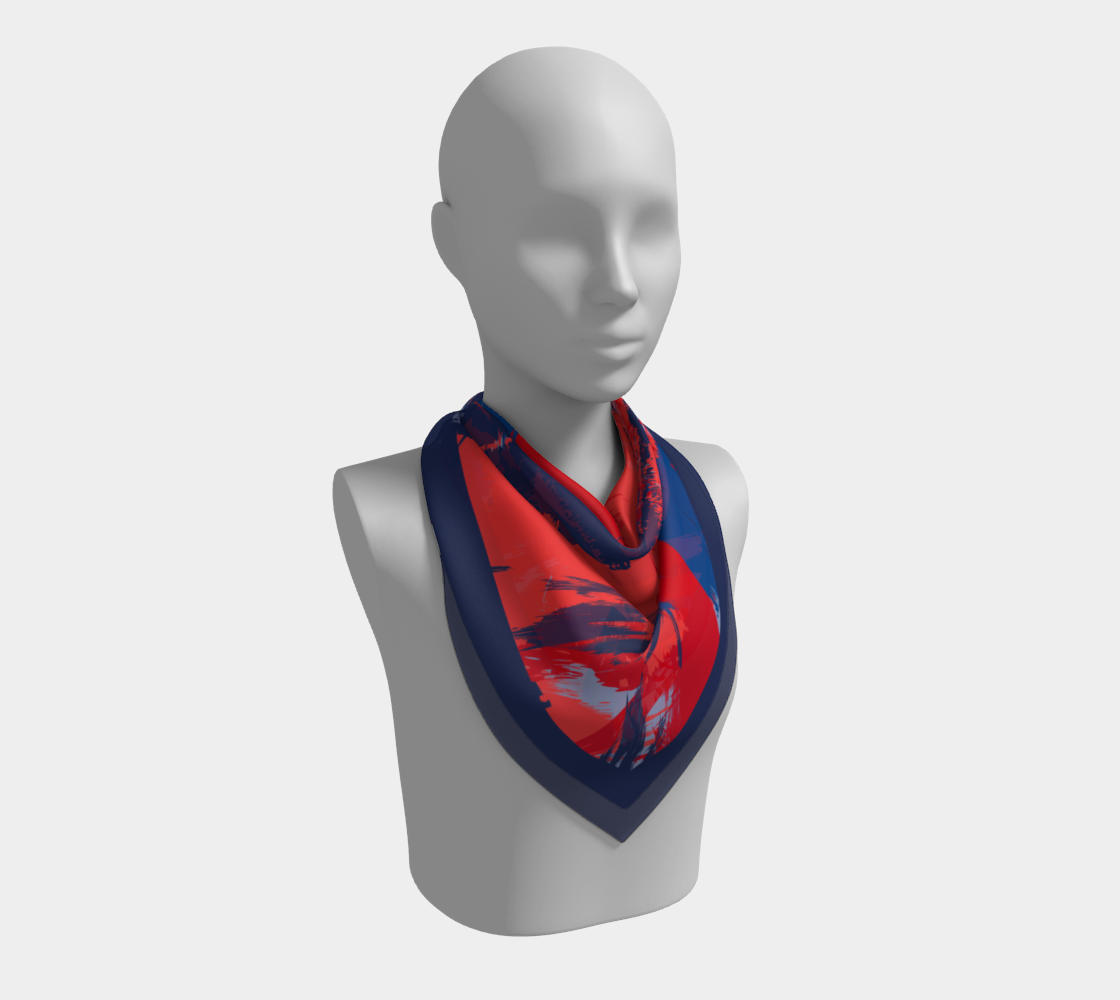 Red with blue abstraction. Square Scarf