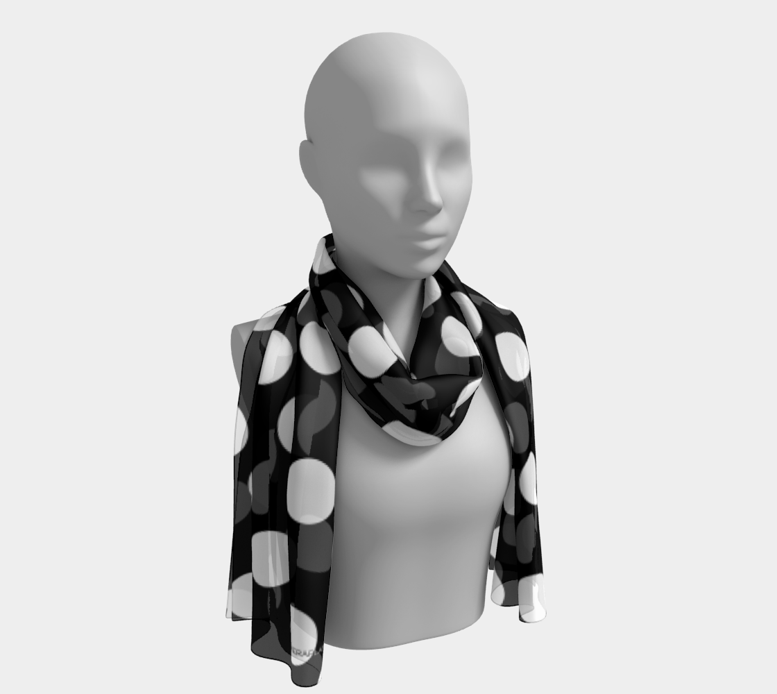 Black with white dots. Long scarf - Exclusive design by Art Mania!