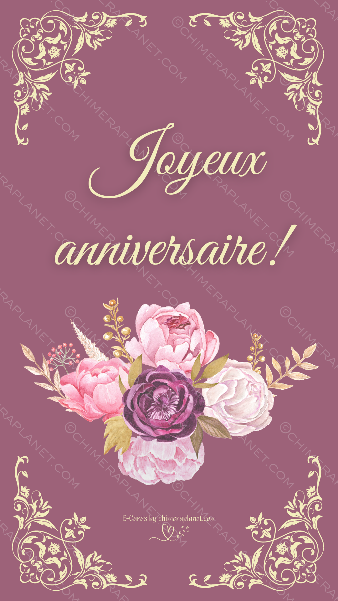 Peonies. Birthday E-Card