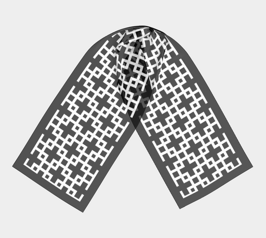 Square pattern. Black Long Scarf - Exclusive design by Art Mania!