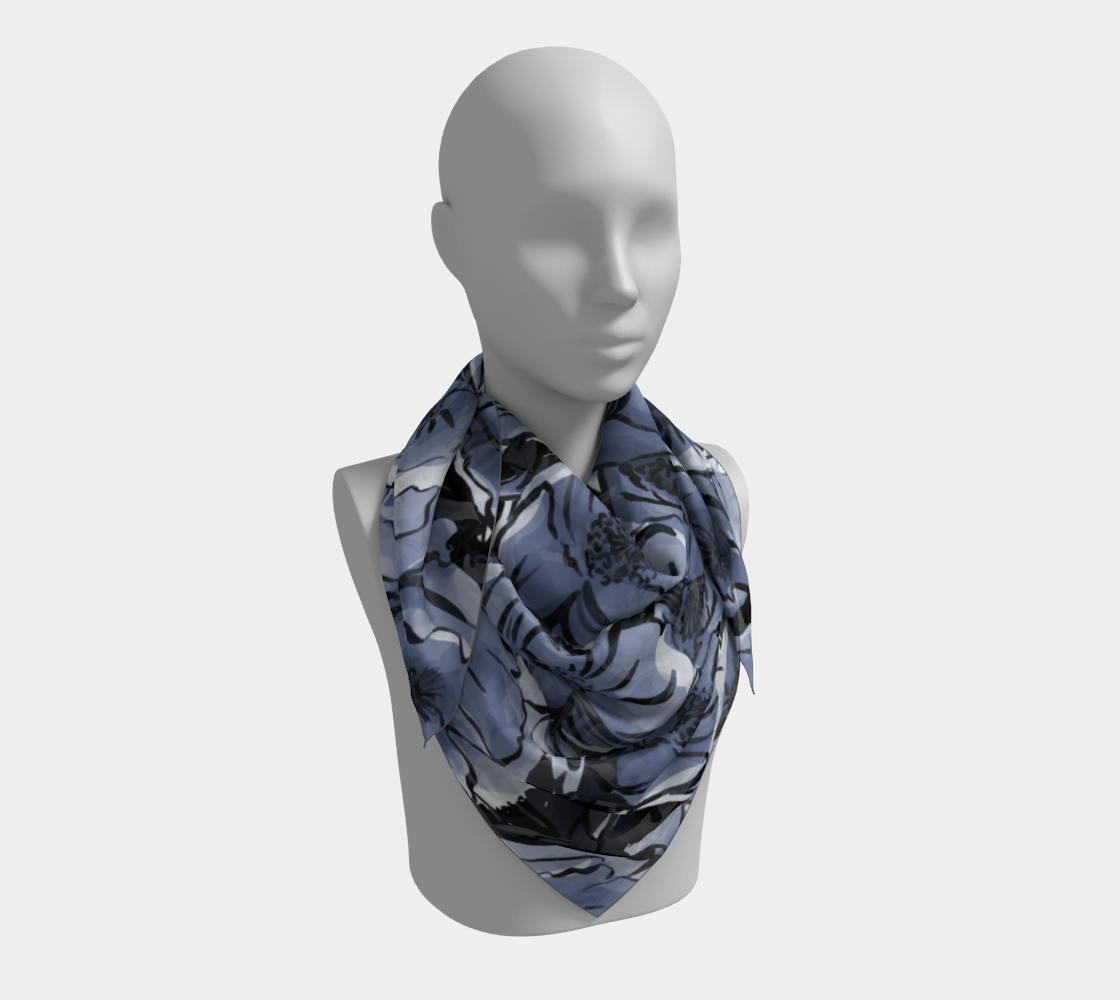 Indigo flowers. Scarf