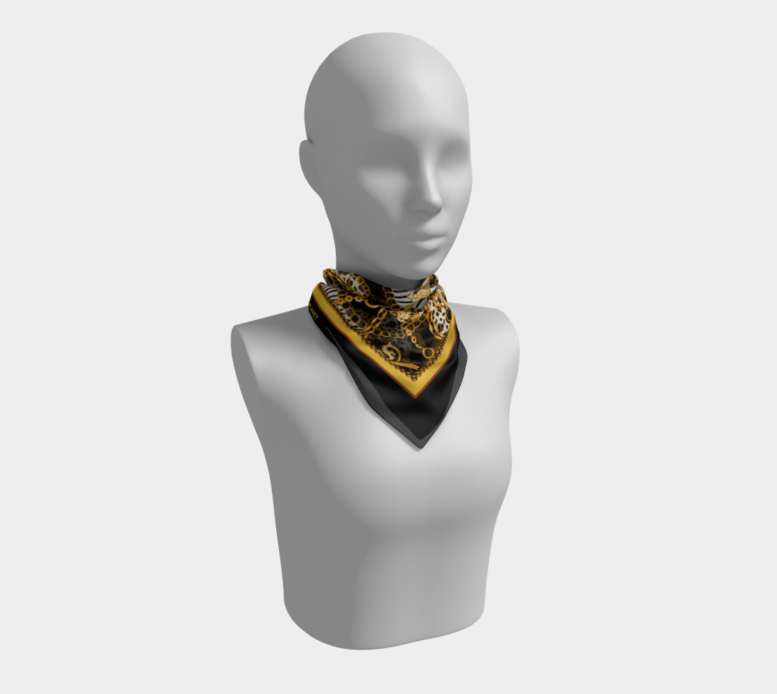 Black with yellow animal pattern. Scarf