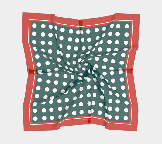 White dots on green background. Scarf