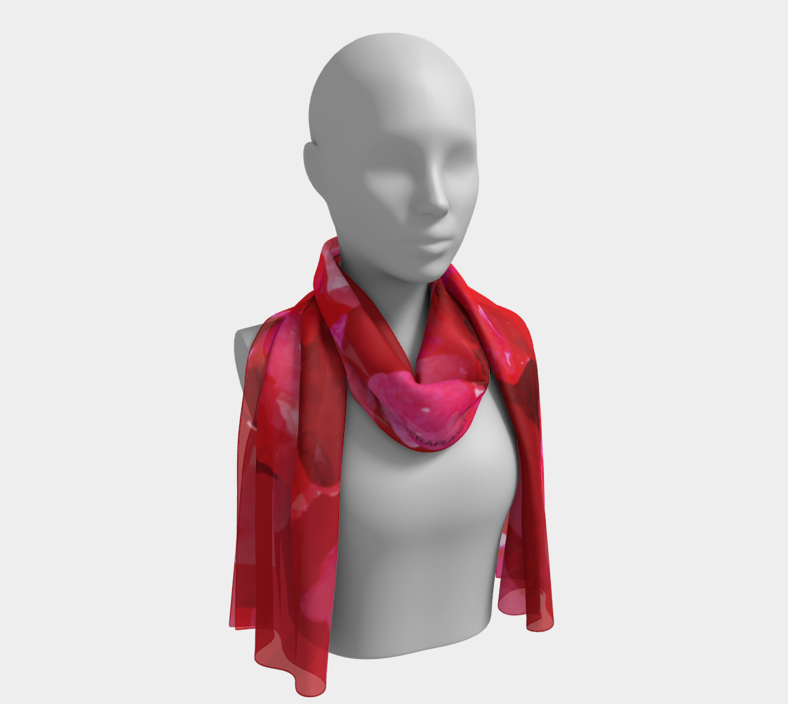 Watercolor flowers. Red Long Scarf