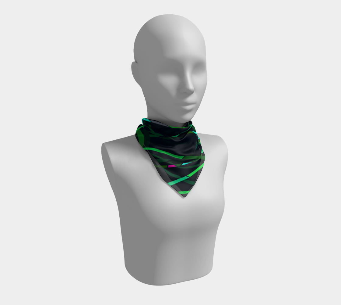 Colorful mosaic. Green lines. Scarf