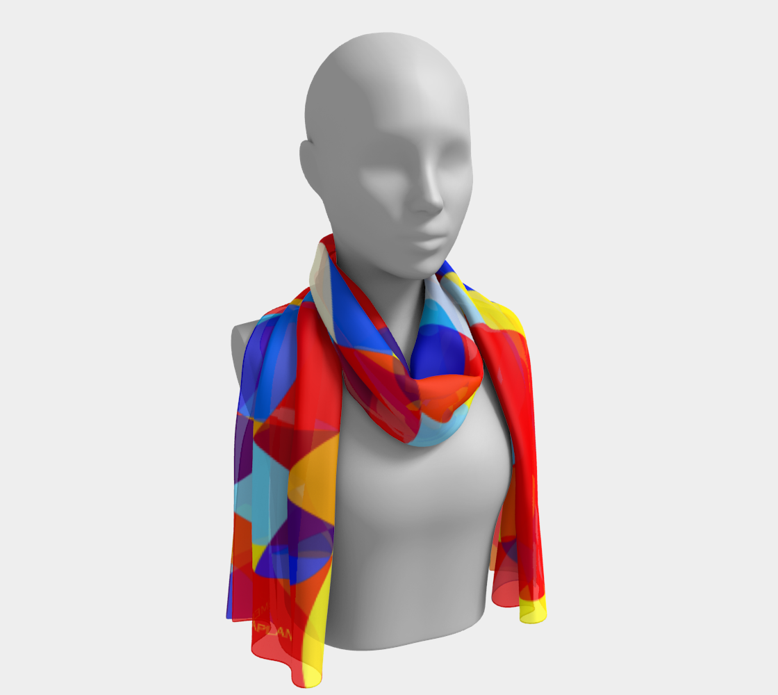 Red with multi-colors. Long Scarf - Exclusive design by Art Mania!