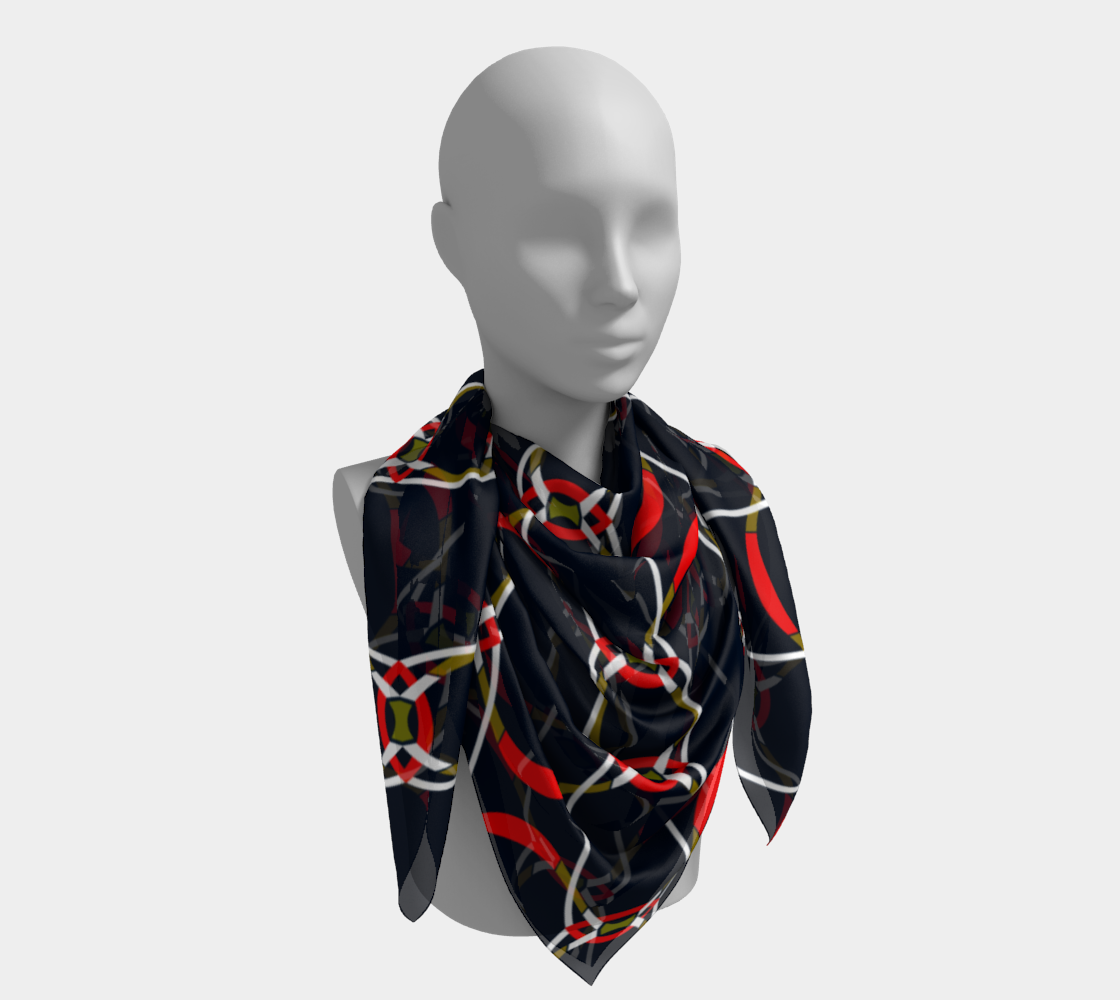 Colorful mosaic. Red chains. Scarf