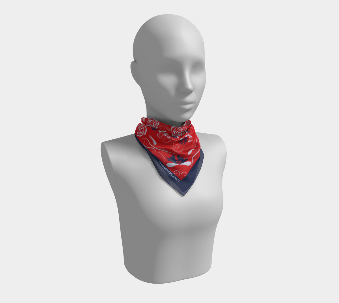 Floral pattern. Red Square Scarf