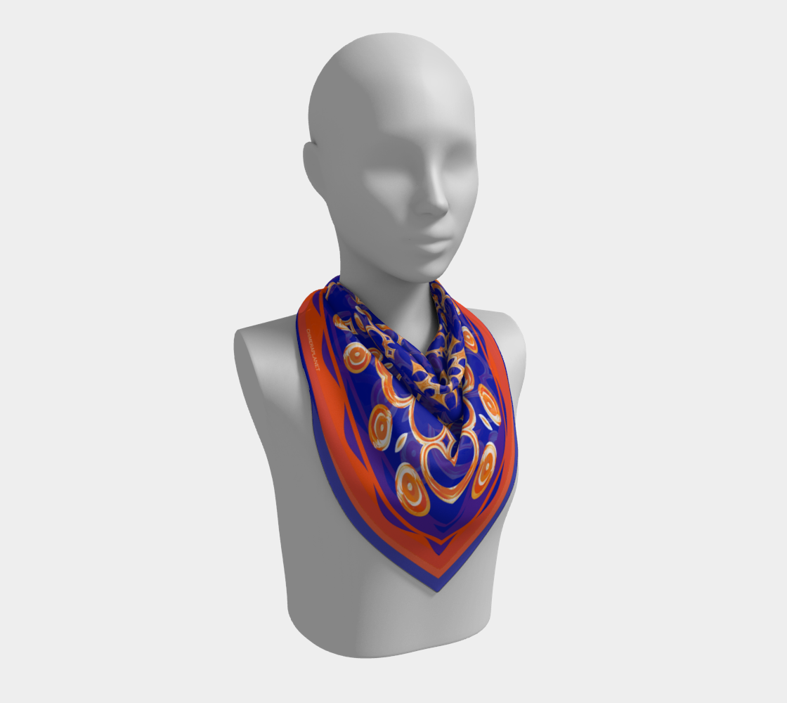 Orange pattern. Blue Scarf