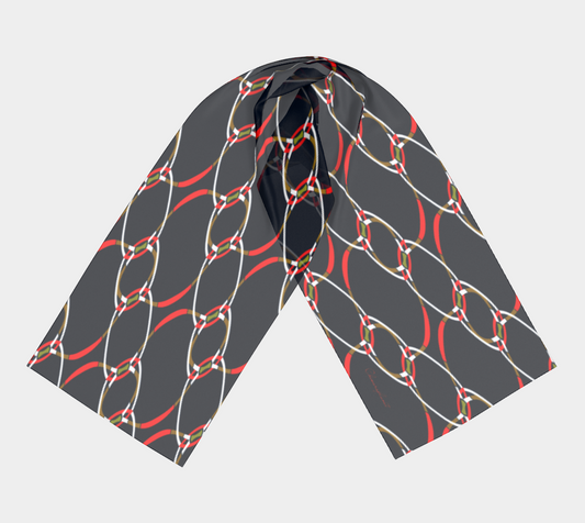 Colorful chains. Red Long Scarf - Exclusive design by Art Mania!