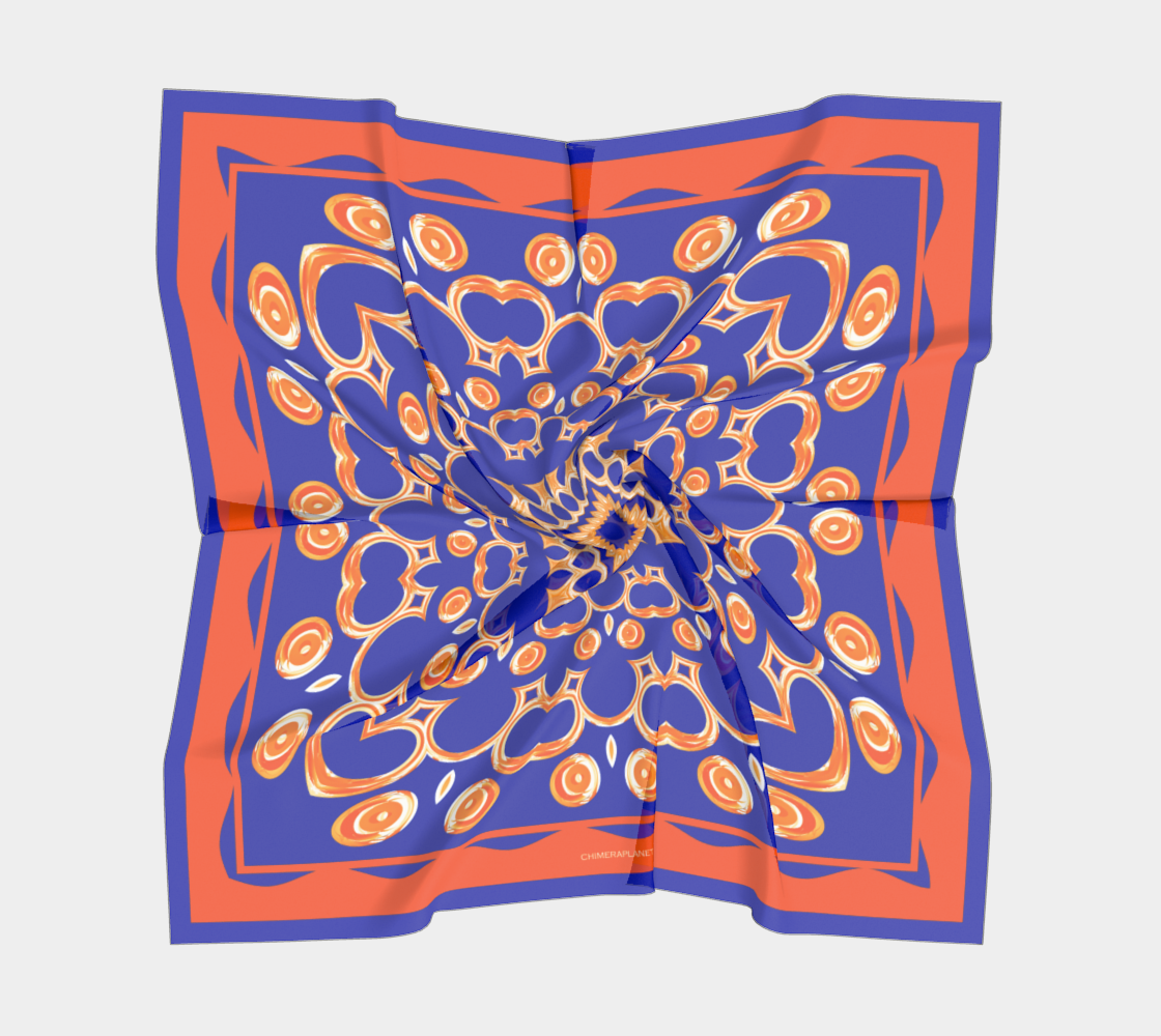 Orange pattern. Blue Scarf