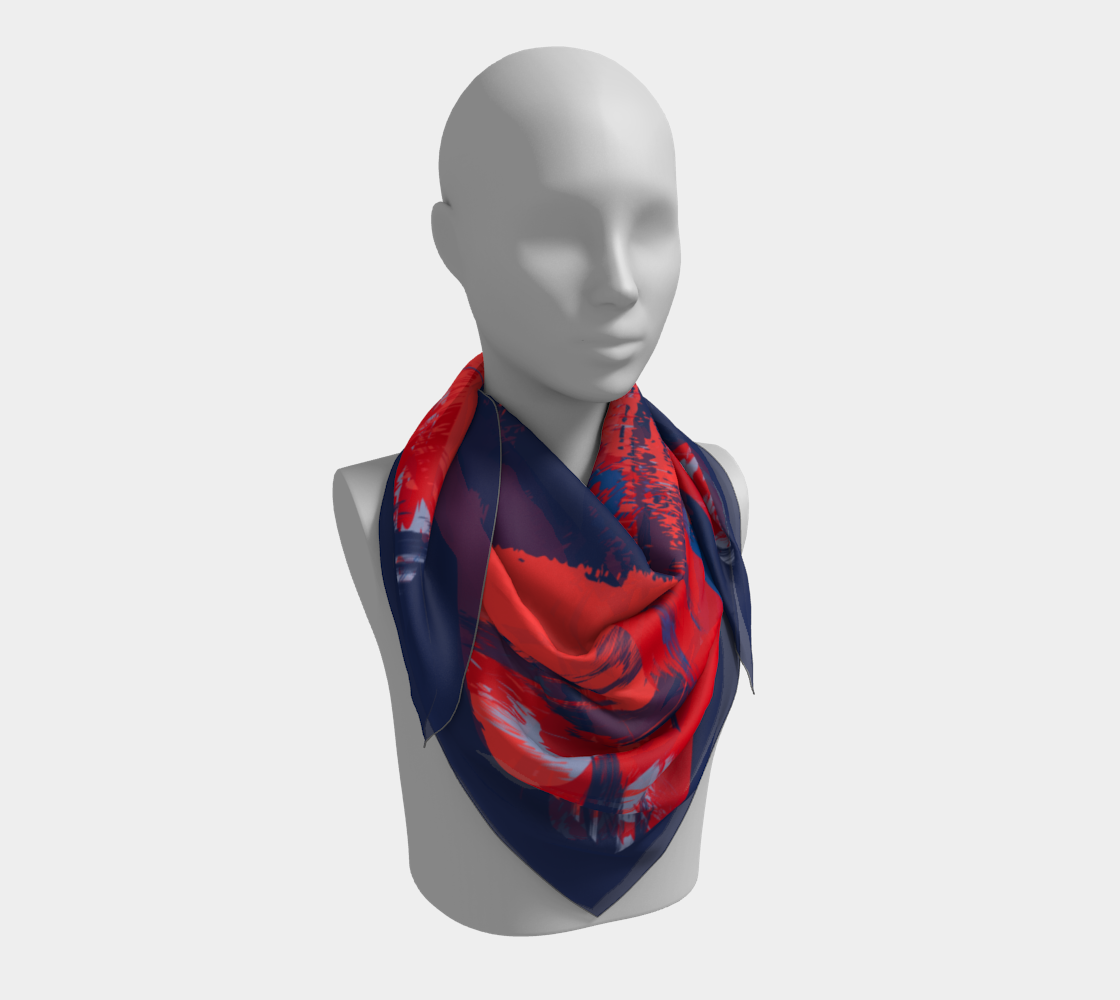 Red with blue abstraction. Square Scarf