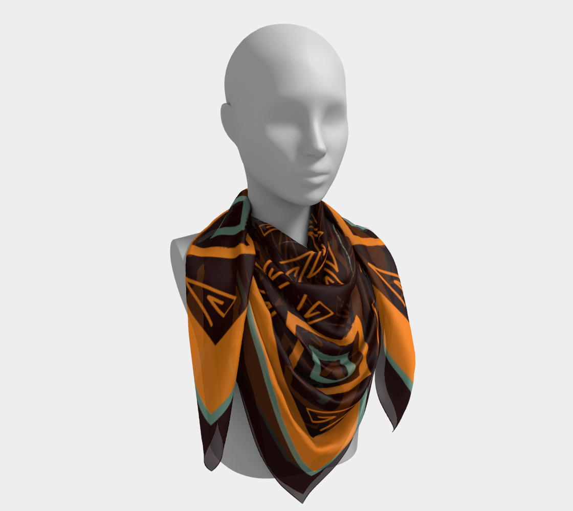 Ethnic pattern. Brown with orange Square Scarf