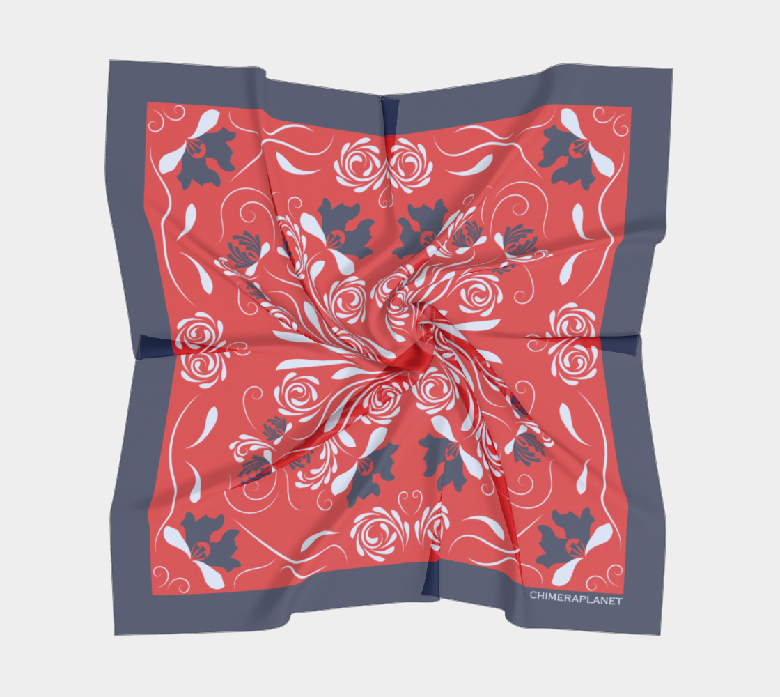 Floral pattern. Red Square Scarf