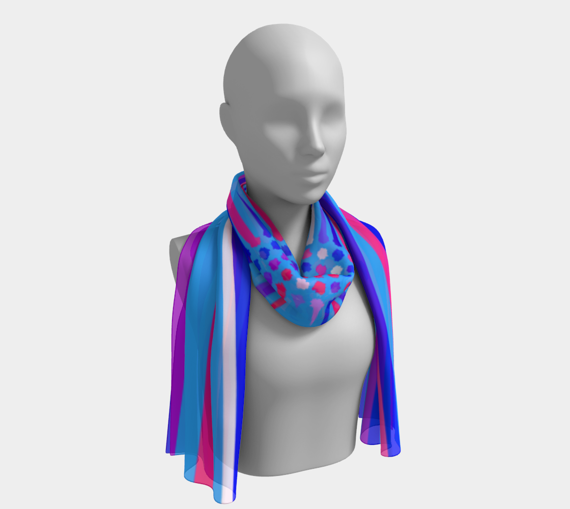 Blue with pink colors. Long Scarf - Exclusive design by Art Mania!